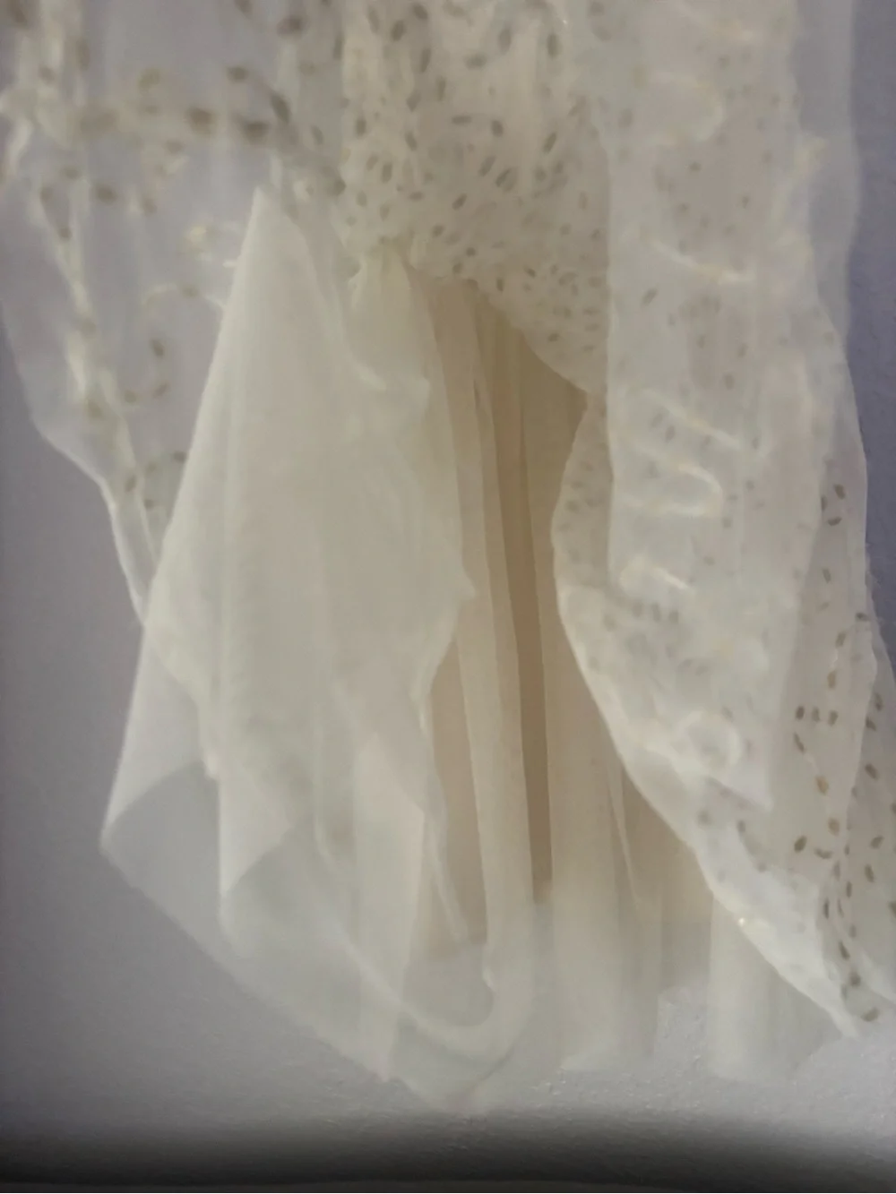 ZARA Kids Girls White Gold Metallic Embroidery Tulle Dress
